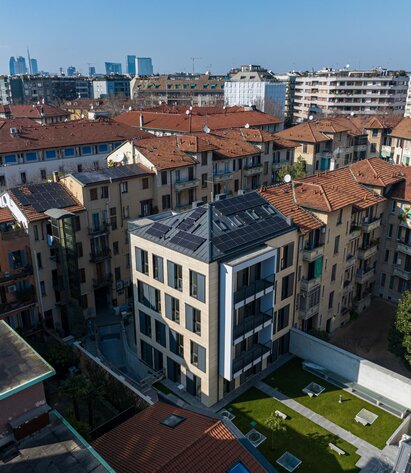 Studentato di quattro piani a Milano | © Visualdron